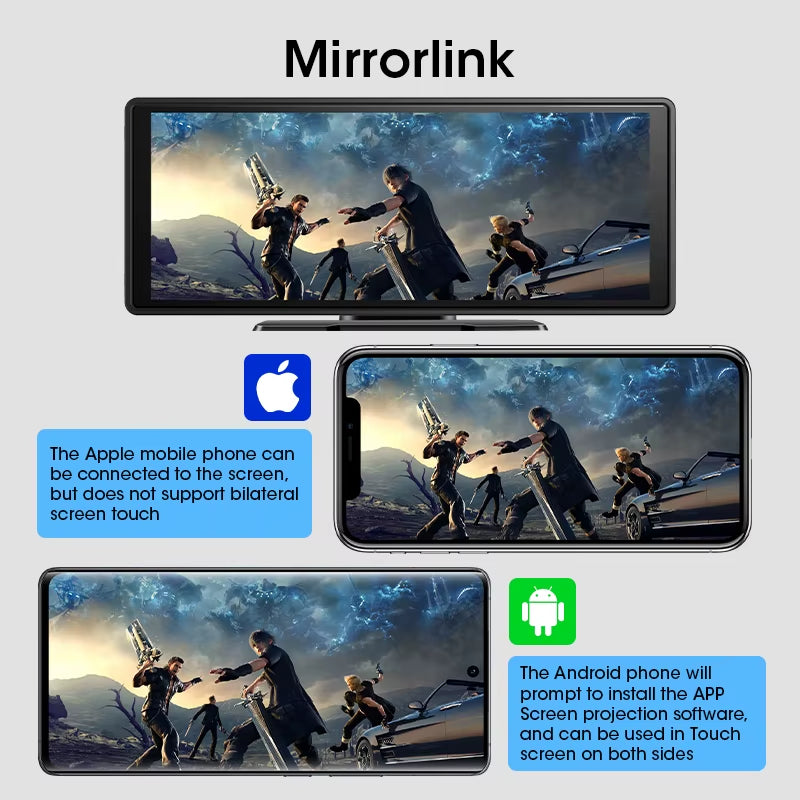 10.26 Inch IPS Screen Wireless Carplay Android Auto Support Reverse Camera Car Dashboard Monitor Bluetooth FM GPS Navigation