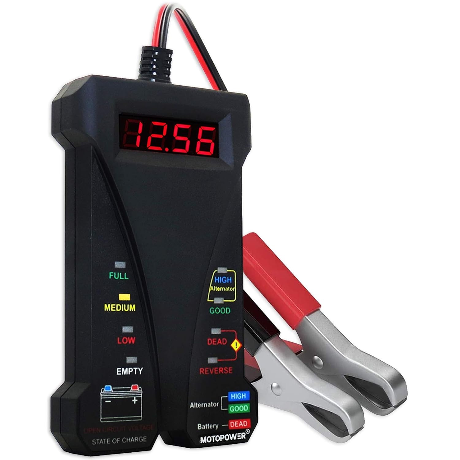 MP0514A-UK 12V Comprobador Digital De Batería Con Voltímetro Y Sistema De Carga Alternador Con Pantalla LCD E Indicador LED