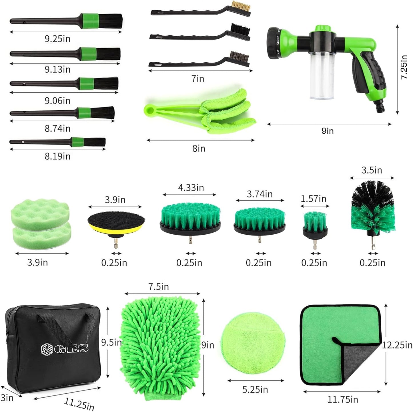 Pulverizador De Espuma Para Lavado De Autos Con Boquilla Para Manguera De Agua De Jardín - Kit De Limpieza De Autos De 21 Piezas - Pulverizador De Lavadora Automática Con Bolsa De Almacenamiento