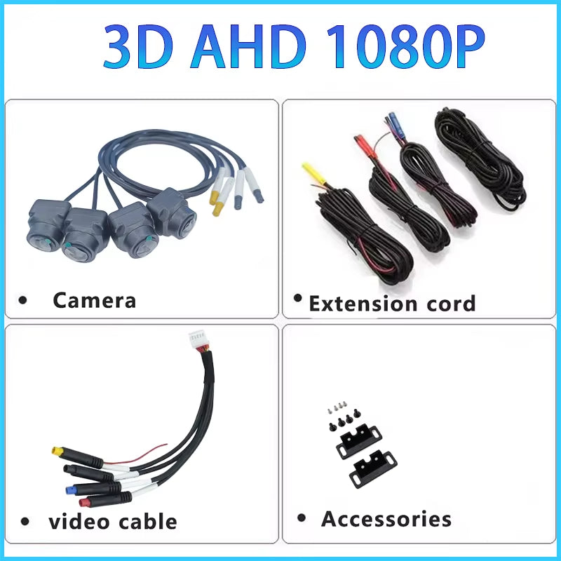 3D Car 360 Panoramic Camera 8K AHD 1080P 720P 4 Pieces Square Cameras for Android Radio 360APP SN307 WDR 2053 Sensor
