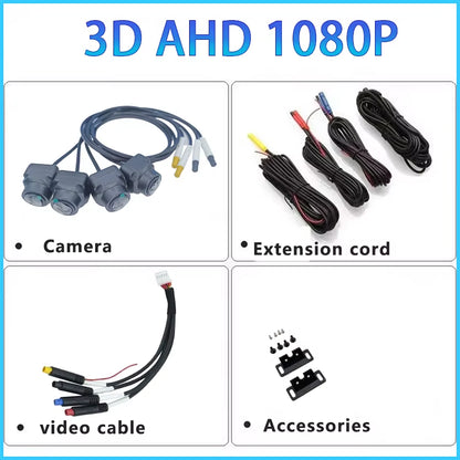 3D Car 360 Panoramic Camera 8K AHD 1080P 720P 4 Pieces Square Cameras for Android Radio 360APP SN307 WDR 2053 Sensor
