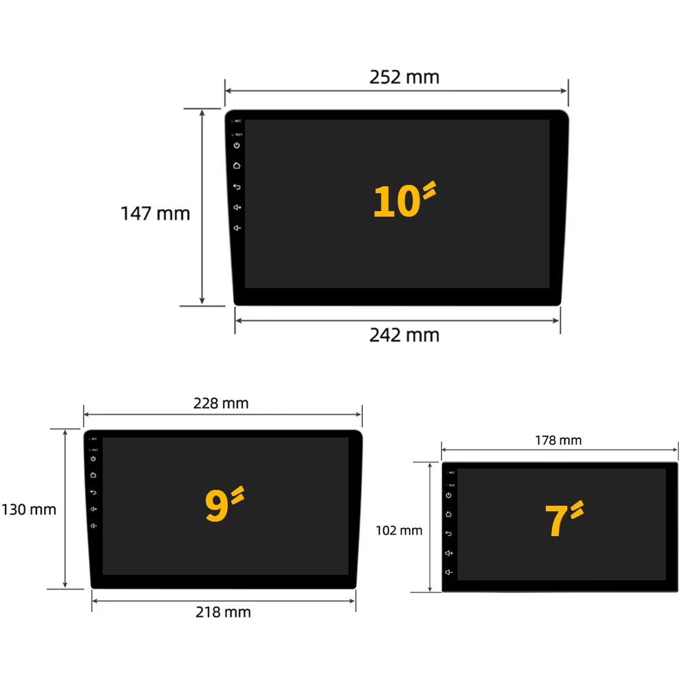 Android Car Radio Multimedia Video Player Navigation Head Unit Screen Android 14 Wireless Carplay Stereo 7" 9" 10" Inch