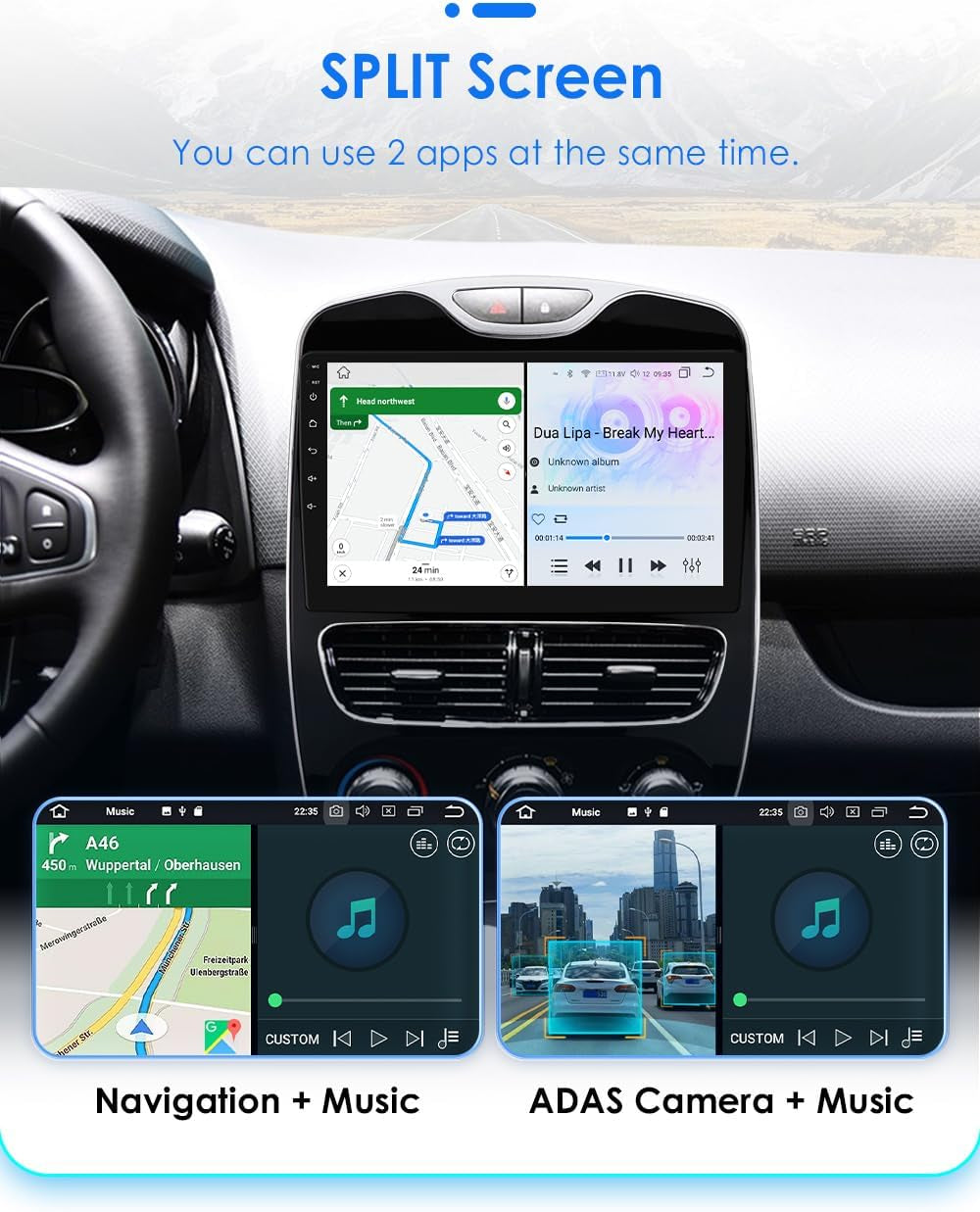 Radio De Coche Android 13 Para Renault Clio 4 ZOE 2016-2019 4G+32G GPS Navi Radio Con Carplay Inalámbrico Android Auto Bluetooth Dab Wifi 4G Mirror Link Entrada De Cámara Trasera/Frontal/Fm/Am
