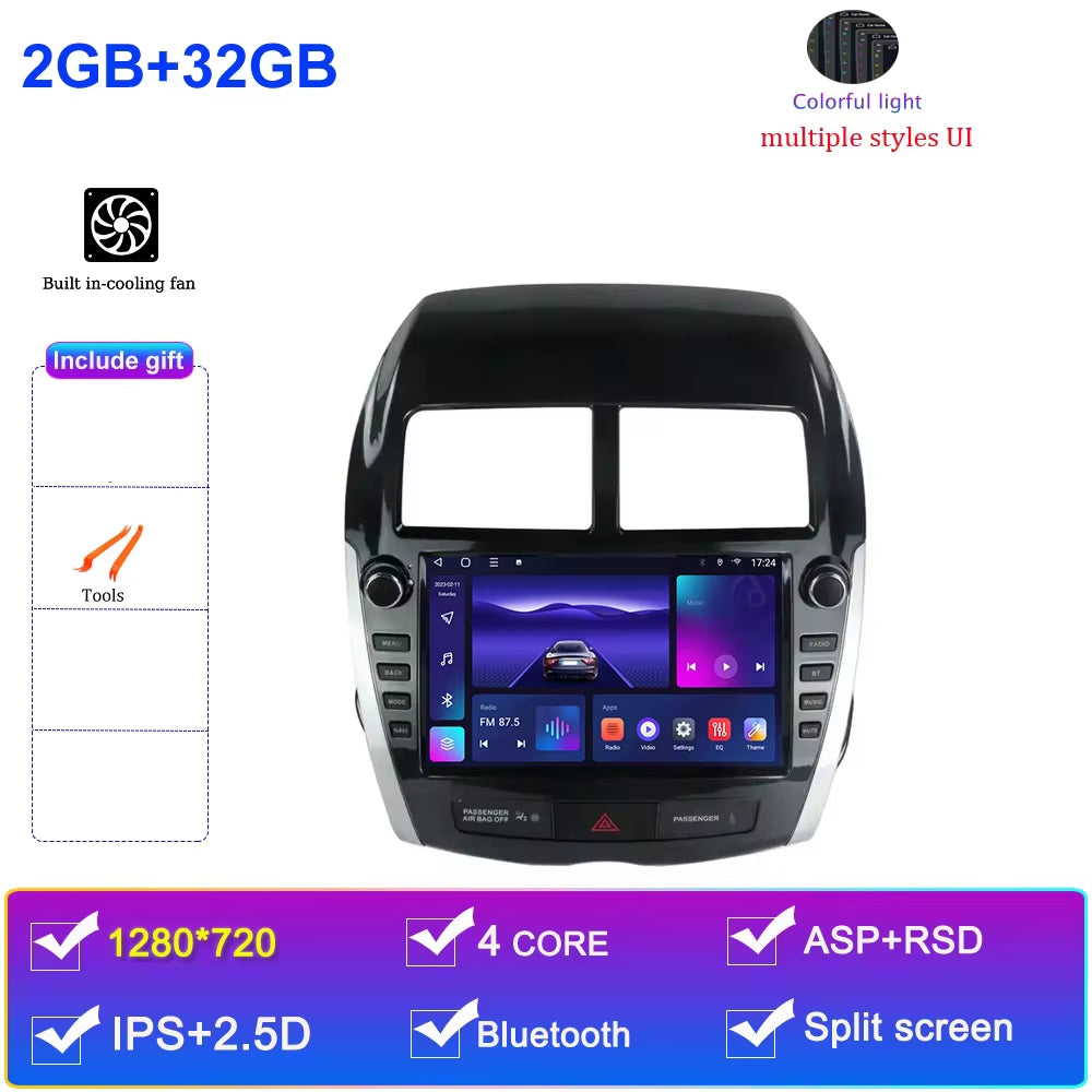 Android 15 for Mitsubishi ASX 2010 - 2016 Car Radio Multimedia Video Player Navigation GPS DSP QLED Carplay Android Auto
