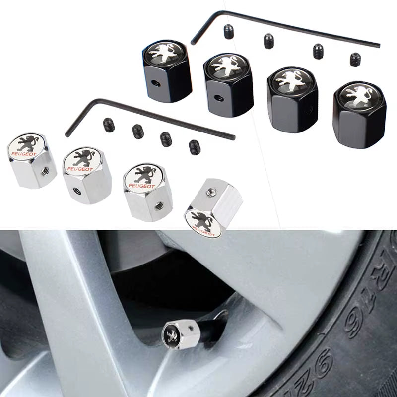 Anti-Theft Car Wheel Tire Stem Valve Caps for  407 206 107 307 308 406 408 208 301 3008 2008 208XS 208Gti Exterior