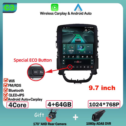 9.7 Inch Android 15 for Opel Astra J 2009-2015 Car Radio Multimedia Video Player GPS Tesla Model Wireless Android Auto WIFI 4G