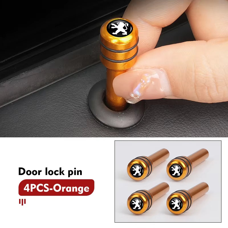 For Peugeot 4Pcs Car Alloy Door Lock Pins Screw Knob Interior Accessories 206 207 208 107 106 205 4008 301 607 108 807 407 508
