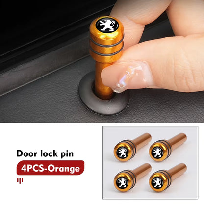 For Peugeot 4Pcs Car Alloy Door Lock Pins Screw Knob Interior Accessories 206 207 208 107 106 205 4008 301 607 108 807 407 508