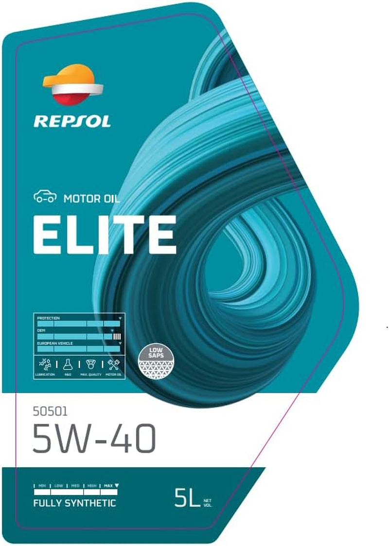REPSOL Aceite Lubricante Sintético Para Coche ELITE 50501 5W-40 5L