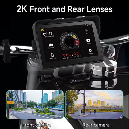 7'' Motorcycle DVR GPS Navigator Dash Cam Wireless Carplay Android Auto IPX8 Waterproof Moto Front Rear Camera Bluetooth Inch