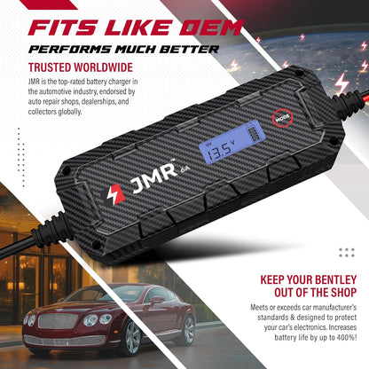 JMR Cargador De Bateria Para Bentley Continental GT Flying Spur Mulsanne Arnage Azure Brooklands Mantenedor De Carga Acondicionador (Puerto De 3-Pines, Sin Modo Litio)