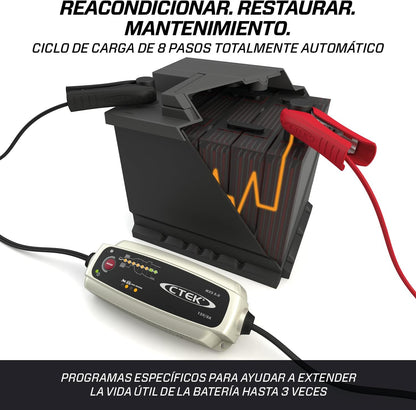 MXS 5.0, Cargador Batería 12V 5A Con Compensación De Temperatura Incorporada, Cargador De Batería De Coche Y Moto, Cargador Inteligente Baterias, Mantenedor De Batería Con Opción De AGM Dedicada