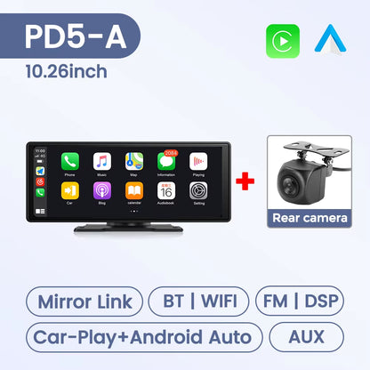 10.26"/6.86" Universal Car Radio Screen Wireless Carplay Android Auto Multimedia Video Player Monitor Dashboard Rearview Cam DSP