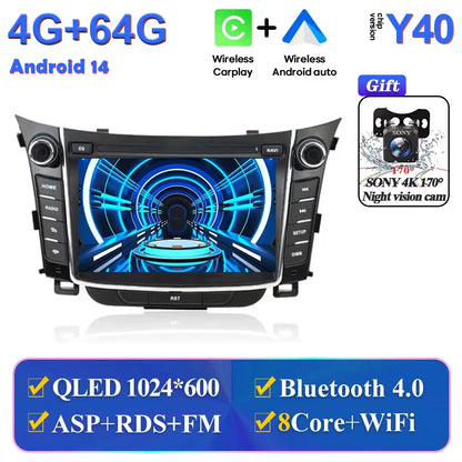 Android Car Stereo Unit Multimedia for Hyundai I30 Elantra GT 2012 - 2017 Radio Video Player GPS Wireless Carplay Android Auto