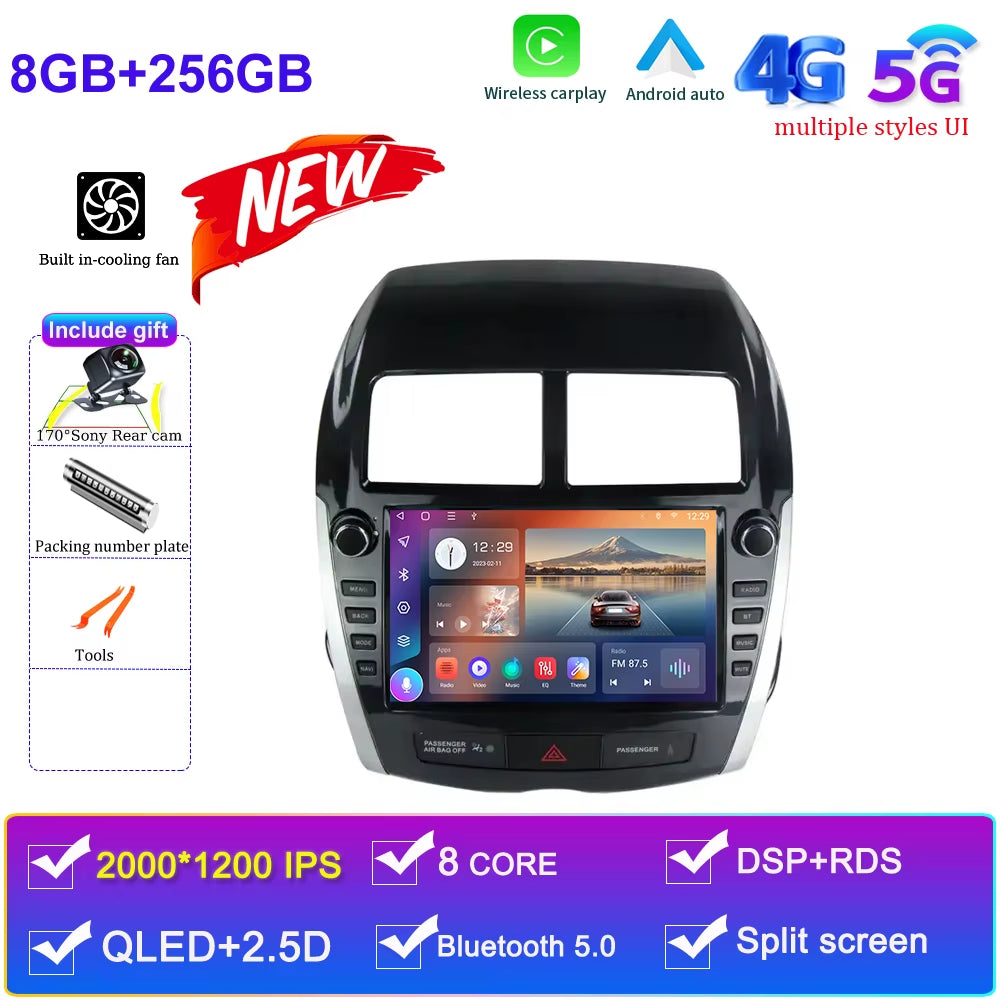 Android 15 for Mitsubishi ASX 2010 - 2016 Car Radio Multimedia Video Player Navigation GPS DSP QLED Carplay Android Auto
