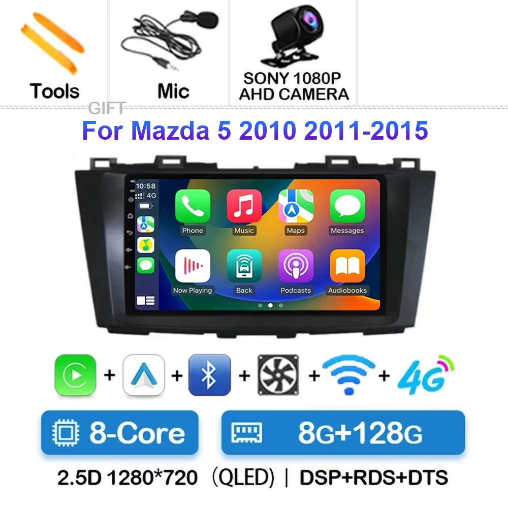 Android 15 for Mazda 5 CW 2010 - 2015 Car Radio Multimedia Video Player Navigation for Android Auto Carplay Wifi GPS Stereo