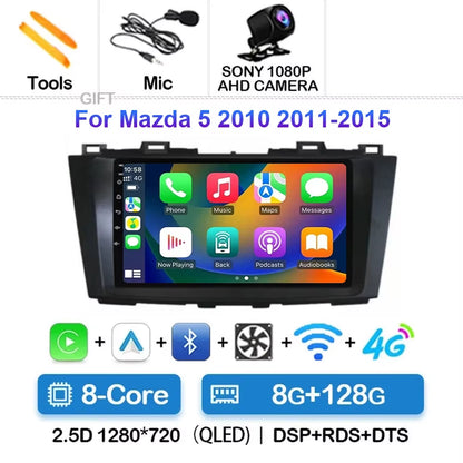 Android 15 for Mazda 5 CW 2010 - 2015 Car Radio Multimedia Video Player Navigation for Android Auto Carplay Wifi GPS Stereo
