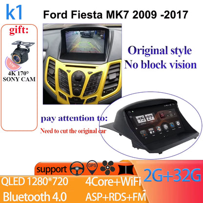 Android 14 Car Radio Carplay for Ford Fiesta Mk 6 2008-2019 Android Multimedia Video Player Touch Screen Auto Stereo Navigation