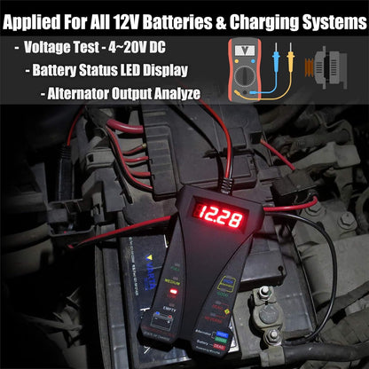 MP0514A-UK 12V Comprobador Digital De Batería Con Voltímetro Y Sistema De Carga Alternador Con Pantalla LCD E Indicador LED
