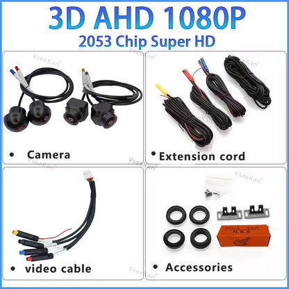 3D Car 360 Panoramic Camera 8K AHD 1080P 720P 4 Pieces Square Cameras for Android Radio 360APP SN307 WDR 2053 Sensor