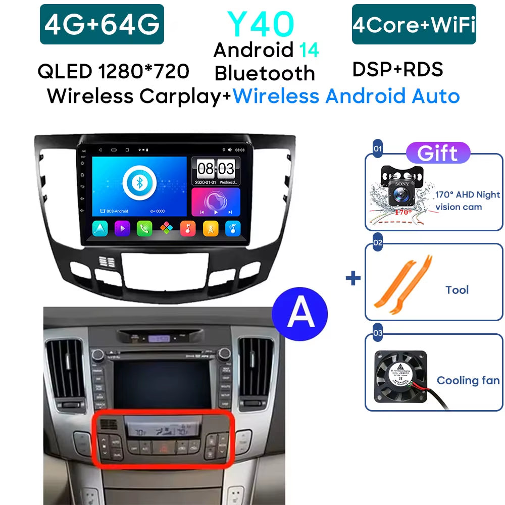 Android 13 Car Radio for Hyundai Sonata NF 2008 - 2010 Navigation GPS Screen Android Auto 5G Stereo Wifi Video Carplay