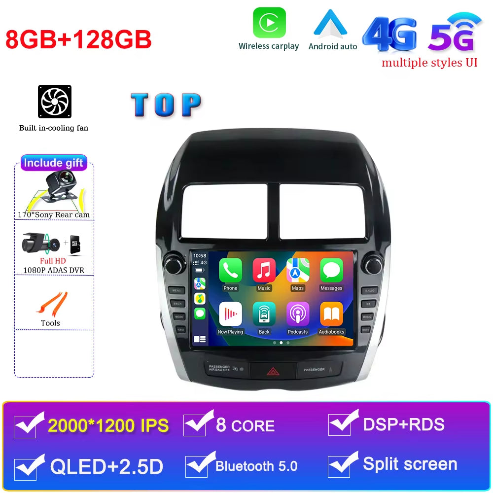 Android 15 for Mitsubishi ASX 2010 - 2016 Car Radio Multimedia Video Player Navigation GPS DSP QLED Carplay Android Auto