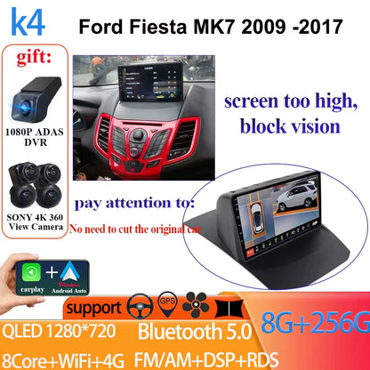 Android 14 Car Radio Carplay for Ford Fiesta Mk 6 2008-2019 Android Multimedia Video Player Touch Screen Auto Stereo Navigation