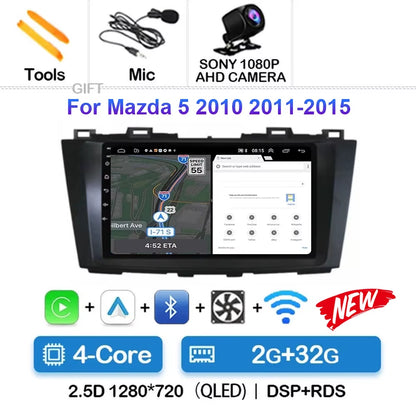 Android 15 for Mazda 5 CW 2010 - 2015 Car Radio Multimedia Video Player Navigation for Android Auto Carplay Wifi GPS Stereo