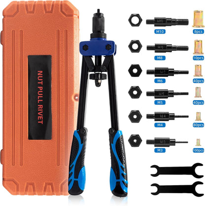 Remachadora De Tuercas, Remachadora De 14" Kit Incluye 278 Tuercas Remachables M3 M4 M5 M6 M8 M10