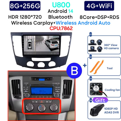 Android 13 Car Radio for Hyundai Sonata NF 2008 - 2010 Navigation GPS Screen Android Auto 5G Stereo Wifi Video Carplay