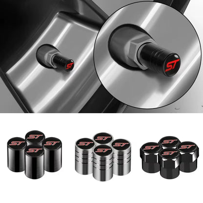 4Pcs Car-Styling ST Emblem Wheel Tire Valve Tyre Caps Case for FORD ST Focus X 2 3 Kuga MK2 MK4 FIESTA MONDEO Auto Accessories