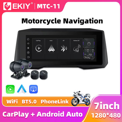 7 Inch Wireless Carplay Moto Android Auto Portable Digital Motorcycle Dashboard GPS Navigation Display Screen Monitor TPMS