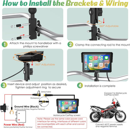 Carpuride W502 Estéreo Portátil Inalámbrico Para Motocicleta Con Doble Bluetooth, Resistente Al Agua IP67, Pantalla Táctil IPS De 5 Pulgadas, TF 64GB, Navegación Gps/Siri/Asistente De Google