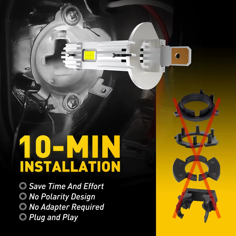 AUXITO 2Pcs H1 LED Headlight Bulb Canbus Error Free for Ford Fiesta Focus Mondeo Peugeot 407 H1 LED Head Lamp 6500K Super Bright