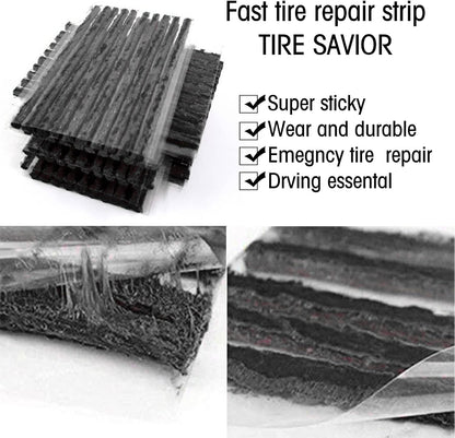 Tiras De Reparación De Neumáticos,Tiras De Reparación De Neumáticos Sin Cámara,Parches Para Ruedas,Tiras Pinchazos Coche,Kit Repara Pinchazos Coche,Kit Reparación Neumáticos,100X3,5 Mm,Negro,50 Piezas