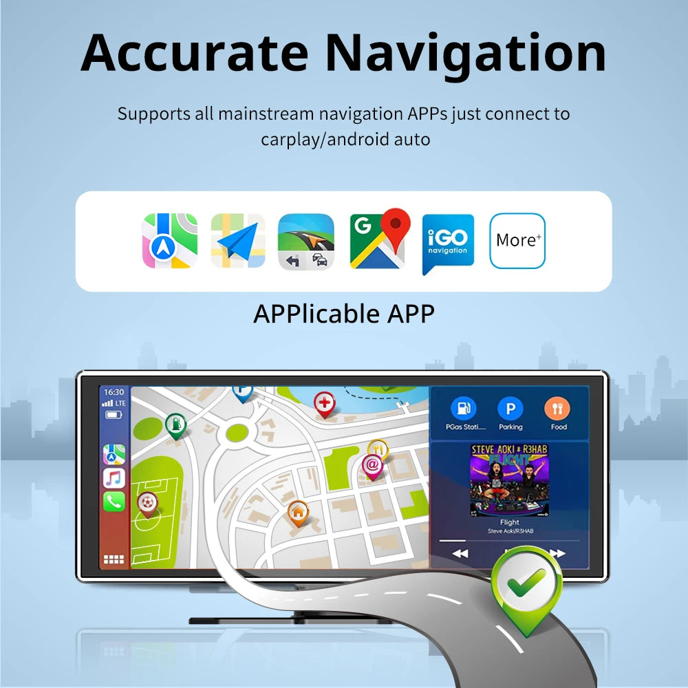 11.26 Inch IPS Carplay & Android Auto Car Radio Multimedia WIFI Video Player Compatible with Apple and Android Devices