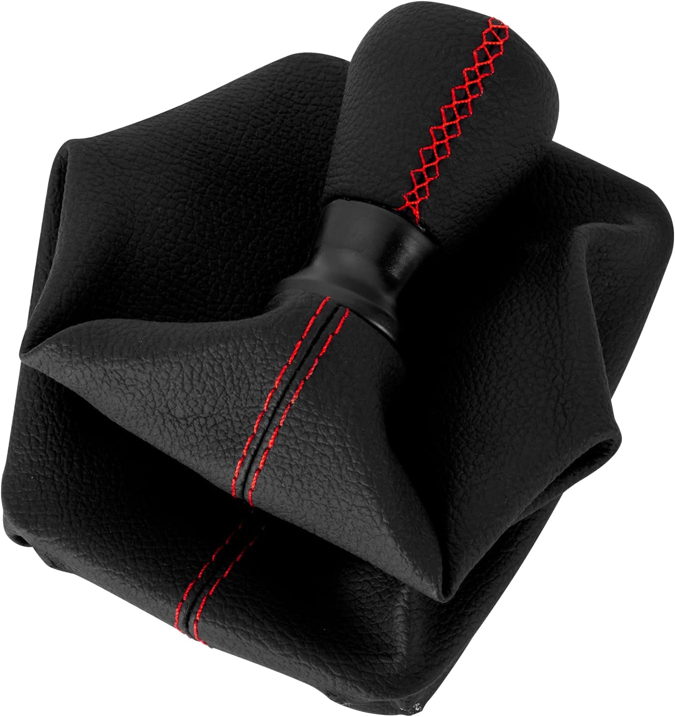 5 Velocidades Pomo Palanca De Cambios Cuero Con Funda Compatible De Peugeot 206 406 (Rojo)