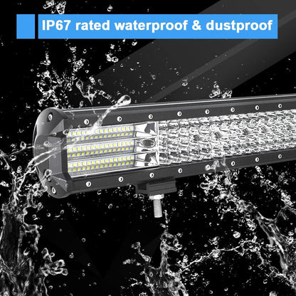 Willpower Barra LED 4X4 330W 30Cm Barras Luce De Trabajo 9D Combinación De Punto Inundación Foco Led 12V 24V 6000K Faro Led IP67 Impermeable Para Coche Tractor Camion Barco ATV UTV SUV