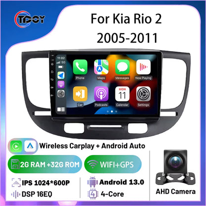 2Din Android Car Radio for Kia Rio 2 2005-2011 Autoradio Multimedia Automotive Carplay Android Auto Wireless Amplifier Car Video