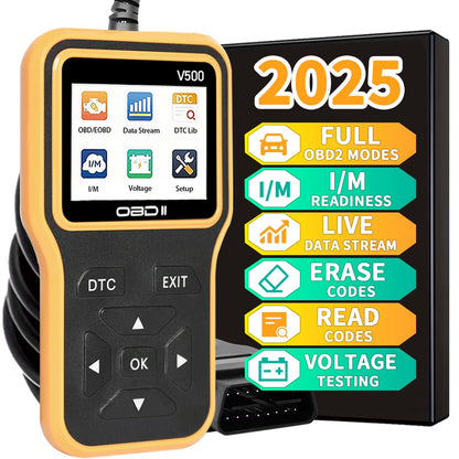 2025 Latest Obd2 Scanner Diagnostic Tool - Complete Engine Code Reader with Data Stream, I/M Readiness, Voltage Test, and Erase Function, Obd Powered, Compatible with All Vehicles since 1996