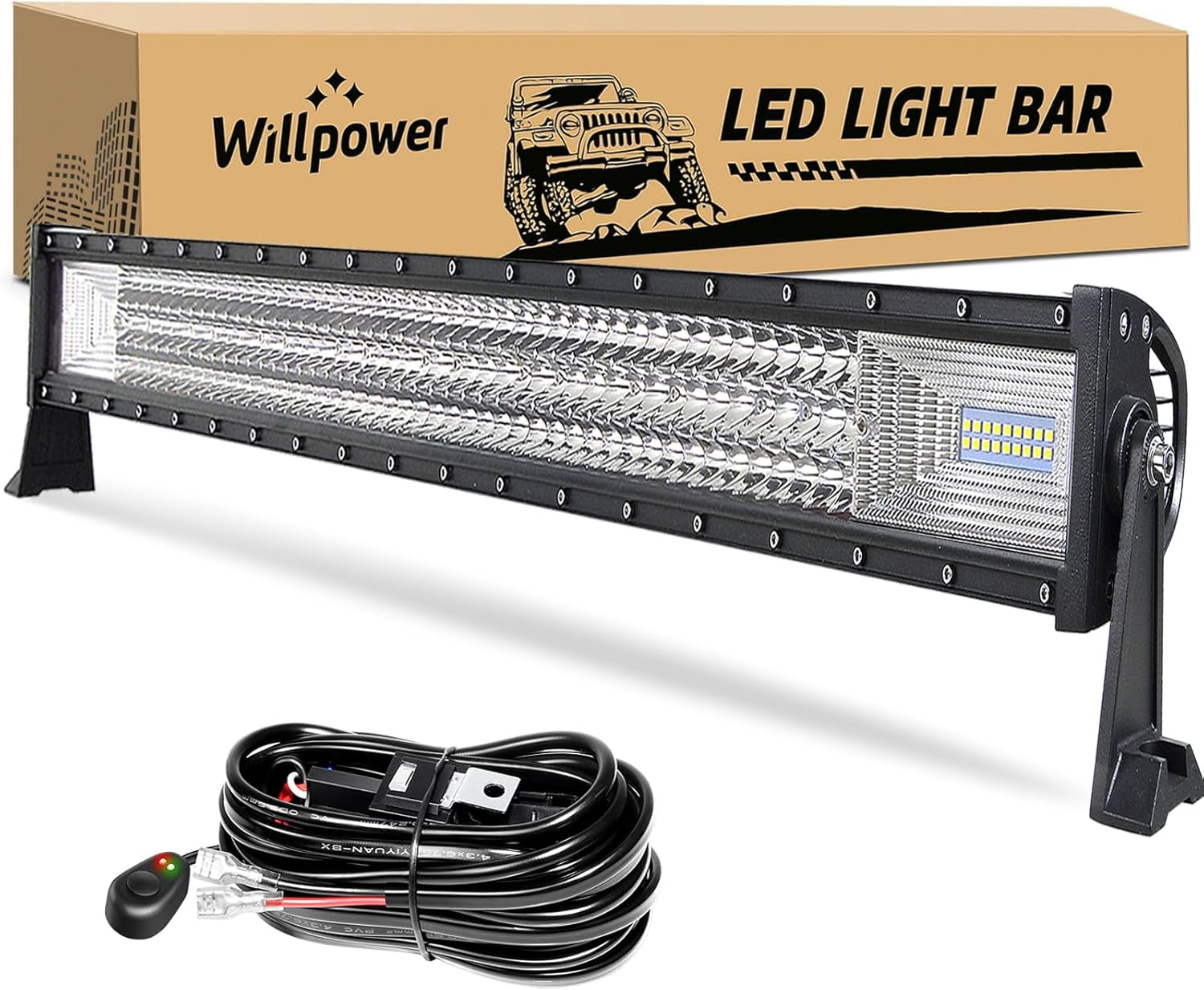 Willpower 540W Barra Led Con Mazo De Cables, 42 Pulgadas Barra De Luz LED Para off Road Camión Coche ATV SUV