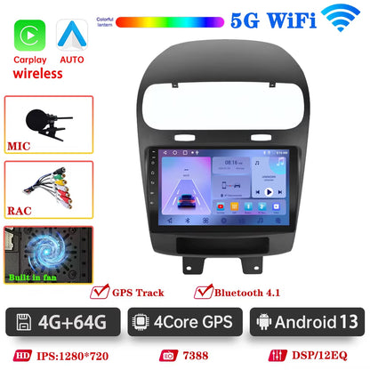 Car Radio Android 13 Wifi 5 for Dodge Journey for Fiat Freemont Wireless Carplay Android Auto 4G Car Multimedia GPS DVR Autorad
