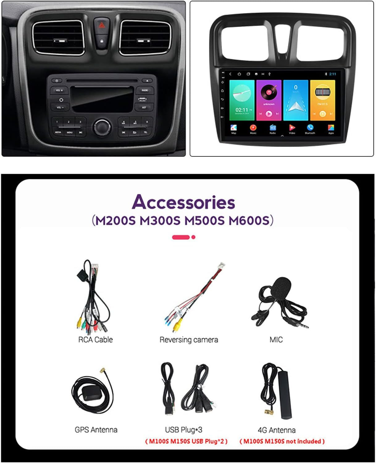 Android 10.0 Car Audio Stereo 2 DIN Unidad Principal Navegación GPS Para Renault Logan 2014-2019 Con Cámara De Respaldo Compatible Con Bluetooth/Wifi/Control Del Volante/Radio Fm/Carplay/Dsp